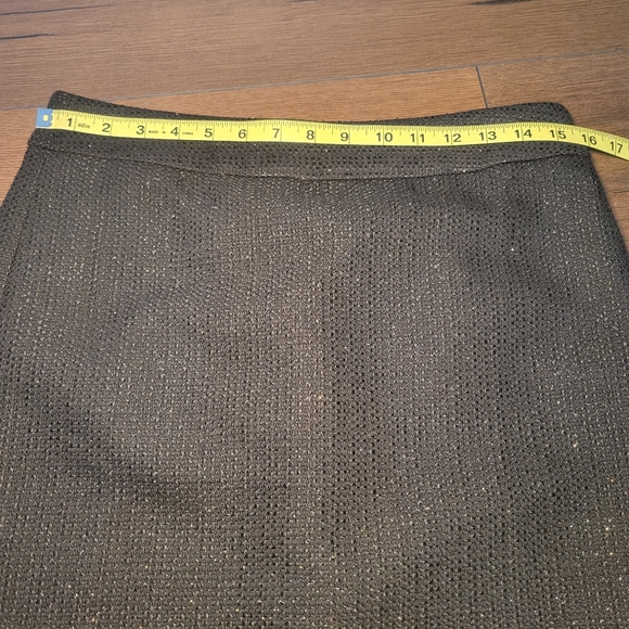 NWT Ann Taylor Petite Black Tweed Pencil Skirt Womens Size 8P Gold Metallic‎ - Picture 9 of 11